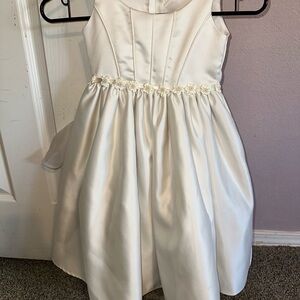 TWO Cream Satin Flower Girl Dresses